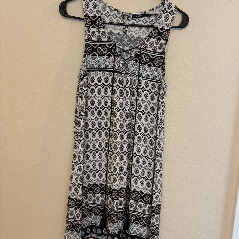 Poetry Black and White Geometric Midi Dress